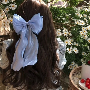 Internet Celebrity Super Fairy <b>Blue</b> Mesh Mermaid Princess Fine Glitter Big <b>Bow</b> Top Clip Back of Head Elegant Hair Accessory for - Product Image 1