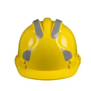 Casque de sécurité jaune de type V avec bandes réfléchissantes, sans fentes, suspension à 6 points, casque de sécurité pour la construction - Product Image 1