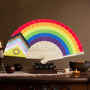 Logotipo de abanico de mano plegable de madera de bambú impreso personalizado para bodas, festivales, fiestas, accesorios Rave - Product Image 4