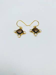 Sterling Silver Smokey Quartz Drop <b>Earrings</b> with <b>Diamonds</b> Brown Bridal Bridesmaids Christmas Gift Wedding Accessory - Product Image 6