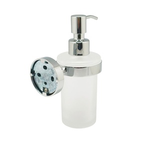 Distributeur de <span class=keywords><strong>savon</strong></span> liquide en verre givré de forme ronde en alliage de zinc de haute qualité, moderne, à fixation murale, Metalique 56055B-CR argenté - Product Image 3