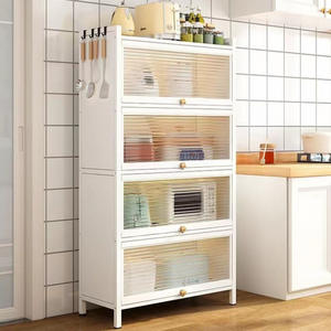 Estante de almacenamiento de cocina multifuncional, puertas de armario de pie de acero al carbono para cuencos, palillos, plato, organización de herramientas - Product Image 1