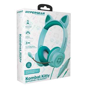 TD HyperGear Kombat Kitty Wireless Over-Ear cuffie da gioco Noise cancellando vocalismo dinamico impermeabile 5G per DJ Travel