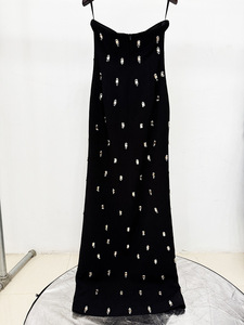 A11500 Blazer court élégant et luxueux orné de perles, ensemble robe en tricot pour femme, tenue de soirée formelle, avec strass - Product Image 6