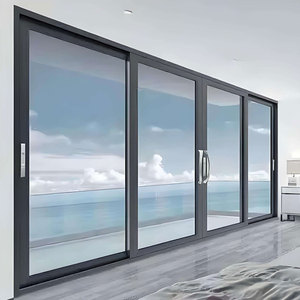 <span class=keywords><strong>Porte</strong></span> <span class=keywords><strong>coulissante</strong></span> moderne à <span class=keywords><strong>rail</strong></span> au sol en alliage d'aluminium, triple <span class=keywords><strong>rail</strong></span>, triple panneau, verre, isolation acoustique, design simple et robuste - Product Image 1