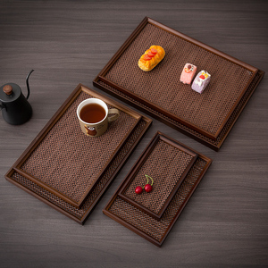 Plateau à manger <span class=keywords><strong>rectangulaire</strong></span> en bois de bambou avec plateau à thé zen poli au <span class=keywords><strong>design</strong></span> japonais - Product Image 3