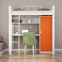 Nouveau design dortoir d'étudiant lit d'appartement en métal avec bureau table d'ordinateur et armoire à vêtements lit avec toboggan