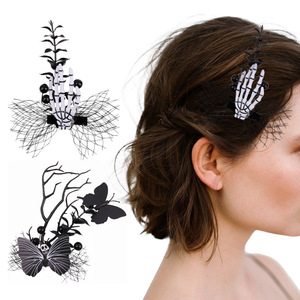 Pinza de Pelo Gótica de Halloween <span class=keywords><strong>con</strong></span> Telaraña, Hueso de Garra y Ramitas, Accesorio Espeluznante para Disfraz de Bruja o Vampiro - Product Image 1