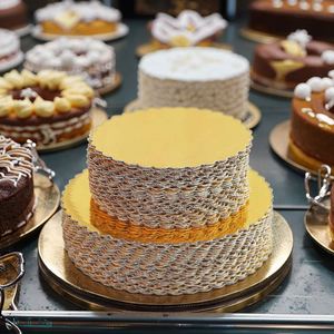 Plateau à gâteau rond en carton ondulé rigide jetable, prix d'usine, 4, 6, 8, 10, 12 pouces, doré - Product Image 4