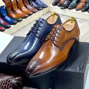 Men's Shoes Business Casual Shoes for Men Formal Derby Shoes Leather Engraved Pointed-<b>Toe</b> Shoes Men Handmade - Product Image 2