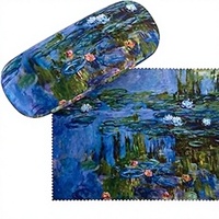 Étui rigide pour lunettes avec impression artistique, avec chiffon de nettoyage en microfibre, fermeture éclair, pour le rangement des lunettes pour les voyages quotidiens