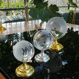 Mh-q004 Wedding Decoration Golden Metal Stand K9 Crystal Faceted Ball With Hole