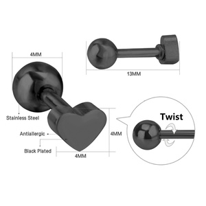 ต่างหูสตั๊ดรูปหัวใจคุณภาพสูง ทำจากสแตนเลสสตีล สำหรับผู้หญิง - Product Image 4