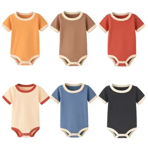 wholesale onesie baby clothes romper plain custom printing short sleeve colorful blank 100% organic combed cotton baby onesie
