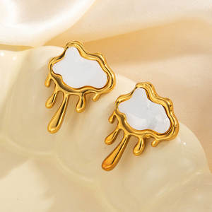 Pendientes de Moda Hipoalergénicos, Elegantes y Únicos, Chapados en Oro de 14k y 18k, de Acero Inoxidable 316L, con Diseño de Nube, para Mujer - Product Image 4