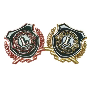 Factory Promotional Made Nickle Beautiful Golden Lowen Safety Clubs Pins International Design Lapel Lion Pins