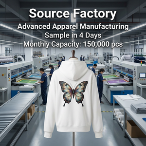 <span class=keywords><strong>Felpa</strong></span> con Cappuccio Bianca da Uomo Personalizzata OEM/ODM con Logo, Stampa a Farfalla sul Retro, Alta Qualità, Stile Streetwear Oversize - Product Image 5