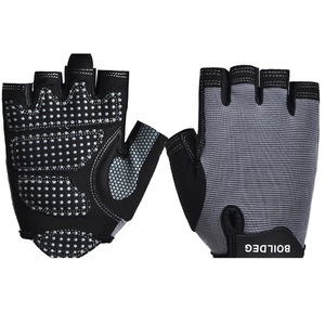 Guantes de ciclismo Boldeq de medio dedo, absorbentes de golpes, transpirables, unisex, para adultos, color gris y negro - Product Image 1