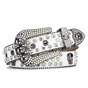 Sparkly Skull Buckle <span class=keywords><strong>Bb</strong></span> <span class=keywords><strong>Simon</strong></span> Rhinestone Belt pour hommes femmes Bling Bling magnifique et robuste Western Diamond Crystal Belt Vendeur - Product Image 6