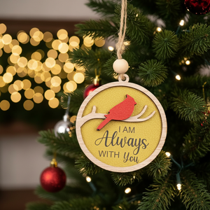 Ornamento di albero di natale memoriale cardinale <span class=keywords><strong>legno</strong></span> tagliato al Laser con perline UV stampato ornamento messaggio '<span class=keywords><strong>io</strong></span> <span class=keywords><strong>sono</strong></span> sempre con te' - Product Image 5