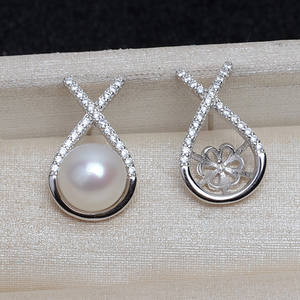 Pendientes de Plata S925 Wenchi para Mujer, con Perla de 11mm, Base Vacía para Joyería DIY Hecha a Mano, Modelo 15900 - Product Image 3