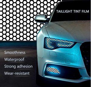 Uv-प्रूफ कार फिल्में ब्लैक टोन-होलोग्राफिक हनीकॉम्ब हेडलाइट पीफ चिपकने वाला पन्नी स्टिकर रंगीन लपेटा हुआ विनाइल - Product Image 5