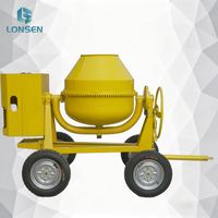Bétonnière électrique Lonsen CM350-4A à 4 roues, moteur 3kW, 5m³/h, fonctionnement manuel, pour la construction, capacité 280L, haute performance