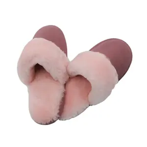 Fashion plush cow split indoor luxury custom bedroom fluffy fur slippers for women