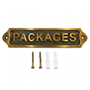 Plaque de porte vintage en laiton massif, panneau décoratif mural en laiton pour colis, idéal pour bureau, hôtel, bureau de réception - Product Image 1