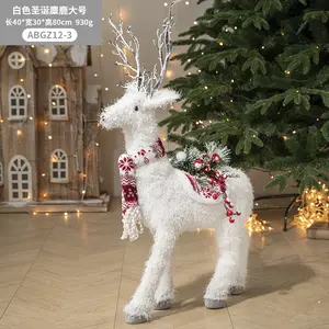 LEMON S/M/L Simulation Christmas Deer Plush Toys Reindeer Plushie Doll White Xmas Elk Decorations for Home Ornaments