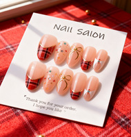 24 faux ongles carrés français longs en ABS à presser avec colle pour filles – Pré-conçus, marque privée