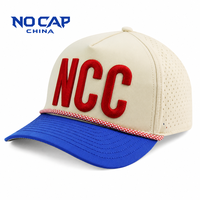 Casquette de golf et de baseball Nocapchina personnalisée à 5 panneaux, qualité supérieure, imperméable, perforée au laser, avec cordon et logo brodé sur mesure