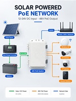 Switch PoE para Exteriores de 6 Puertos y 100 Mbps con Energía Solar, 48 V PoE CC, 12 V, 24 V para CCTV, WiFi, AP
