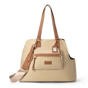 Luxe 2-en-1 <span class=keywords><strong>chien</strong></span> transporteur fourre-tout réglable bandoulière Faux cuir poignées étanche Oxford pour petits chiens chats voyage urbain - Product Image 1