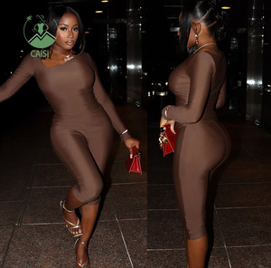 Wanita 2025 musim gugur 2 potong Set Soild lengan panjang atasan Crop celana Capri dua potong Set baju olahraga - Product Image 1