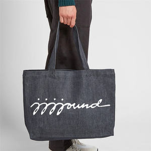 2025 Customized Logo Canvas <b>Jeans</b> Tote Bag for <b>Women</b> 24-Inch <b>Soft</b> Cotton Shopping Tote with Pocket & Magnetic Beach Bag Design - Product Image 5