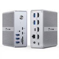 Station d'accueil DisplayLink Type C pour 4 moniteurs Quad/Triple 4K 60Hz pour USB-C 2.0 120W en alliage d'aluminium