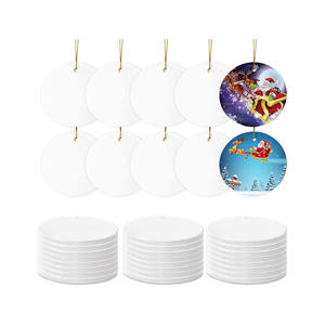 2025 Logotipo personalizado Impresión Sublimable Adornos De Navidad Exterior 7,3 cm Adorno De Cerámica pintable en blanco para prensa de calor - Product Image 1