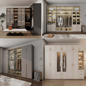 Moderne, milieuvriendelijke kledingkasten met grote capaciteit, metalen frame en massief houten deuren, houten planken voor open slaapkameropbergruimte - Product Image 2