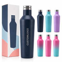 Bouteille d'eau portable réutilisable à double paroi en acier inoxydable 304 de 16 oz avec bouchon à vis à col étroit pour le sport