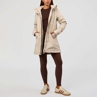 Veste parka isolante pour femme avec logo, coupe mi-longue décontractée, chaude, rembourrée, coupe-vent, ourlet réglable, poche latérale, manteau d'hiver doux