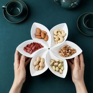 Juego de bandejas de cerámica de estilo chino con diseño floral, plato multifuncional para aperitivos, frutas secas, uso doméstico - Product Image 3