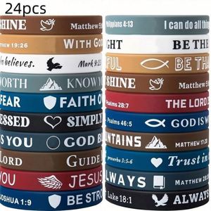Bracelet en silicone personnalisé avec impression de versets bibliques et croix – Kit de fabrication de bracelets sur mesure - Product Image 2