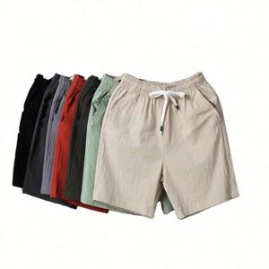 Pantalones Cortos de Playa Casuales de Lino y Algodón Delgado para Hombre, Tallas M-9XL, Tendencia de Verano, Cintura Media, Transpirables, con Cierre de Cordón - Product Image 1