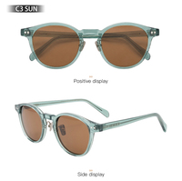 Lunettes de soleil rondes vintage UV400 teintées vertes unisexe, monture optique en acétate à bord épais, faites à la main, pour le style urbain ODM