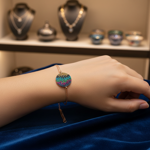 Colorful Stone Bent Round <b>Charm</b> <b>Bracelet</b> Wholesale Turkish Handcraft 925 <b>Silver</b> Sterling Jewelry for Woman - Product Image 3