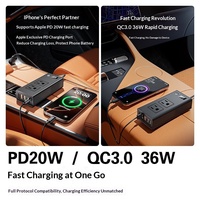 Onduleur de voiture transfrontalier M6800 200W 12V 110V Norme US avec 4 ports USB à charge rapide indépendante PD 20W+QC 36W pour batterie au plomb-acide