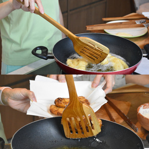 Espátula Ranurada de Madera de Teca Haruka Ecológica y Natural OEM, Segura para Alimentos, Sin Pintura, Halal, Personalizable - Product Image 5