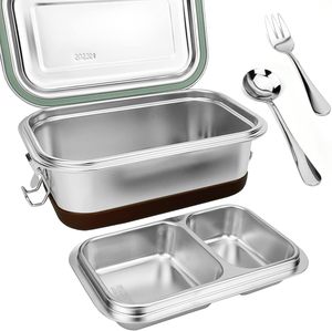 New Design Stainless Steel Sealed <b>Lunch</b> <b>Box</b> With Two <b>Compartment</b> Large Capacity Suitable for Kids Leakproof <b>Lunch</b> <b>Box</b> - Product Image 1
