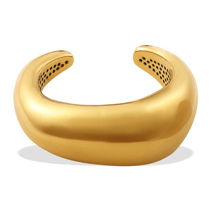 Fashion Cuff Bracelet Gold Hollow Design Oversized Open <b>Bangle</b> For Party Unisex Jewelry - Product Image 5